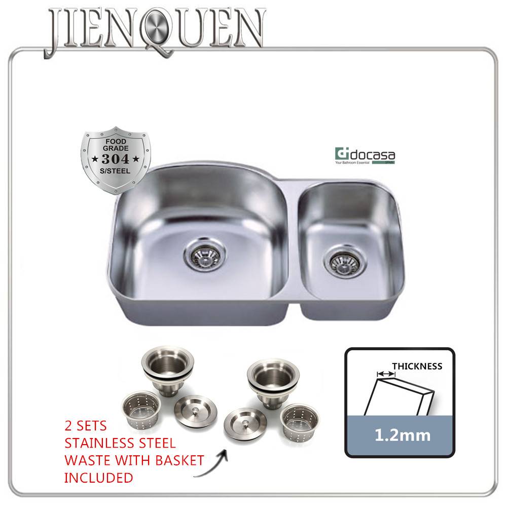 Docasa Kud3221b Grade 304 Stainless Steel Double Bowl Kitchen Sink Undermount Sink Thickness 1 2mm 800x521mm